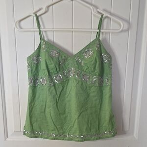 American Eagle Outfitters Green Camisole with Silver Accents